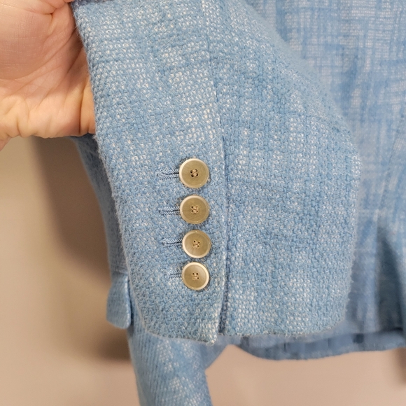 Talbots Linen Cotton Blend Blazer Jacket Size 10P Petite Light Blue - Picture 6 of 7